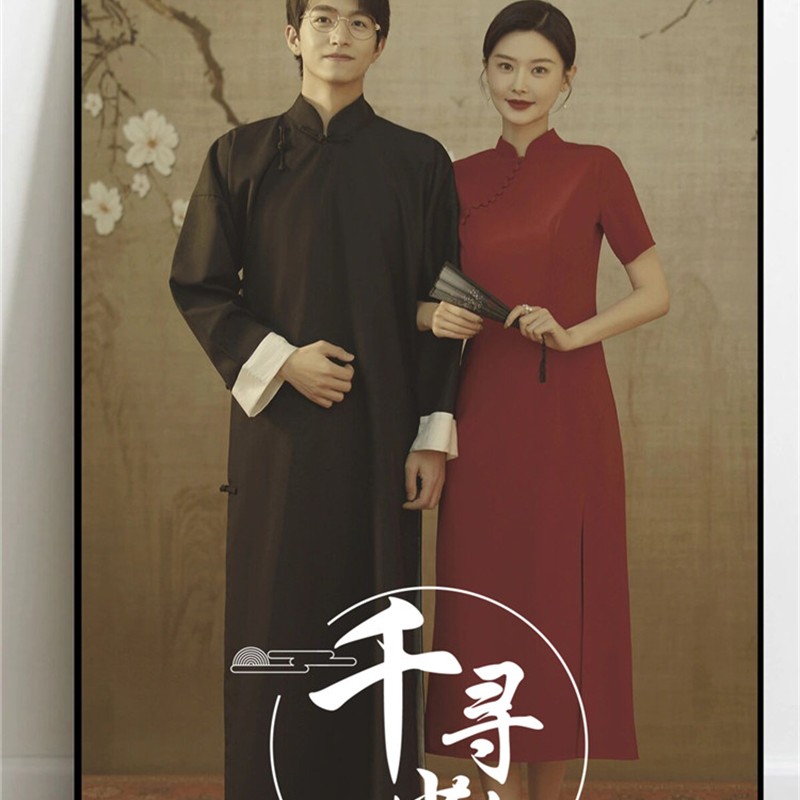 影楼主题摄影民国风复古情侣旗袍艺术照摄影新款时尚礼服写真服装
