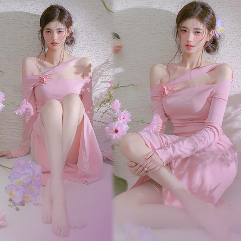 影楼新款韩系花漾氛围感纯欲蝴蝶兰少女个人艺术照肖像摄影服装