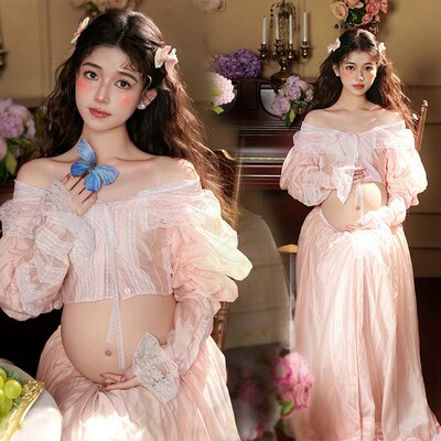 新款影楼主题服装法式复古温柔氛围油画孕妈咪写真个人艺术照摄影