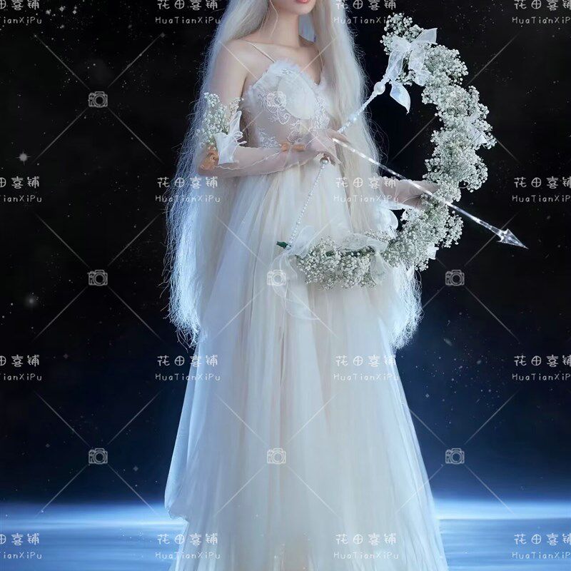 影楼2024幻精灵花仙子写真服装 森系外景仙女艺术照轻婚纱礼服