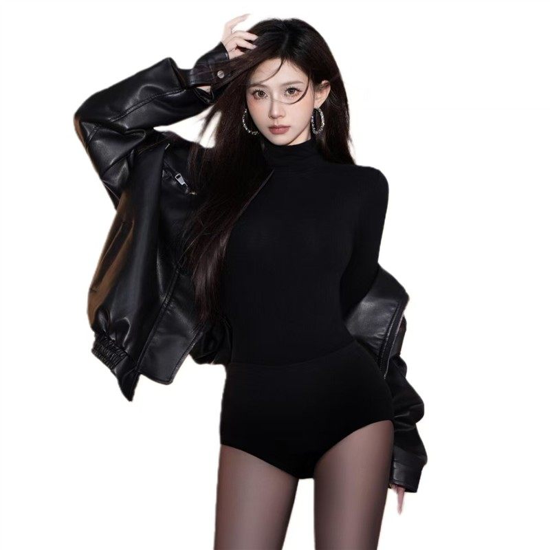 肯豆风个人写真服装新款时尚酷飒风个性纯欲御姐风辣妹黑色连体衣