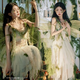 绿野仙踪森系新款 梦幻天使精灵吊带裙写真异域公主外景旅拍摄影服