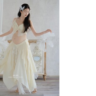 孕妇照情侣写真服装 法式 唯美温柔风孕妇装 孕妈咪居家温馨摄影 新款