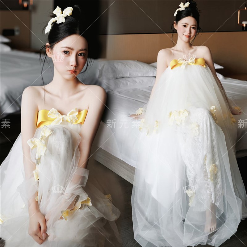 照相馆新款梦幻甜美仙女抹胸写真婚纱礼服少女可爱小清新摄影洋装