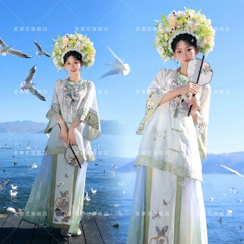 新款大理海边浔埔女汉元素簪花明制改良马面裙外景旅拍写真服装