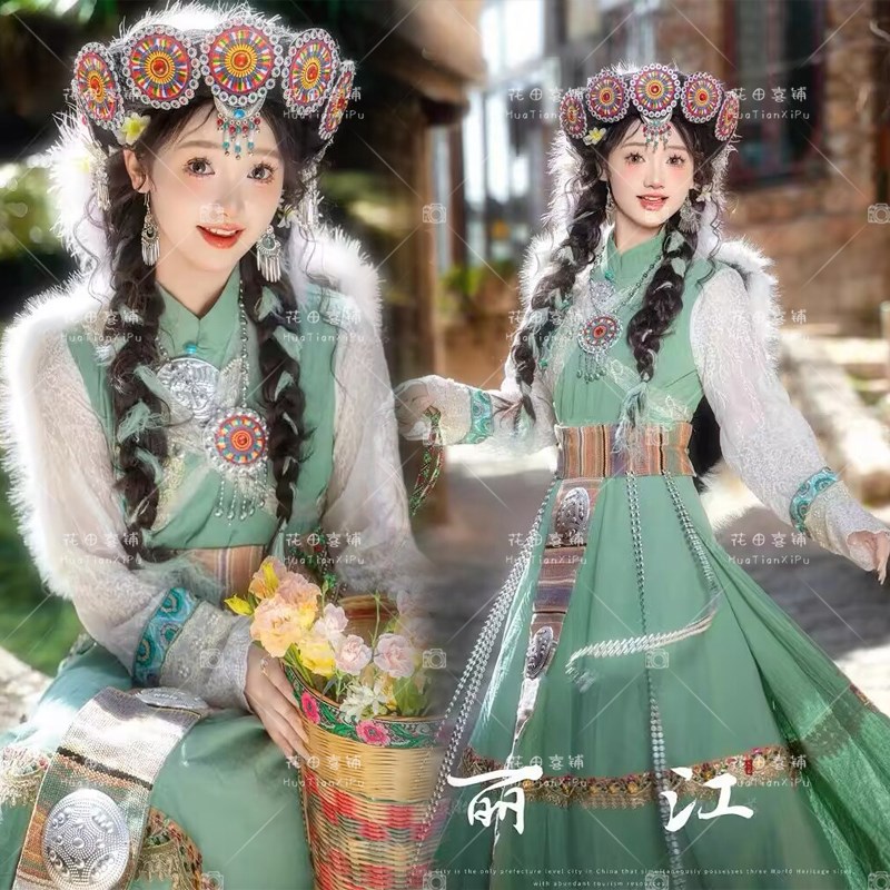 新款纳西族服装女云南丽江少数民族服饰摩梭族成人披星戴月旅拍