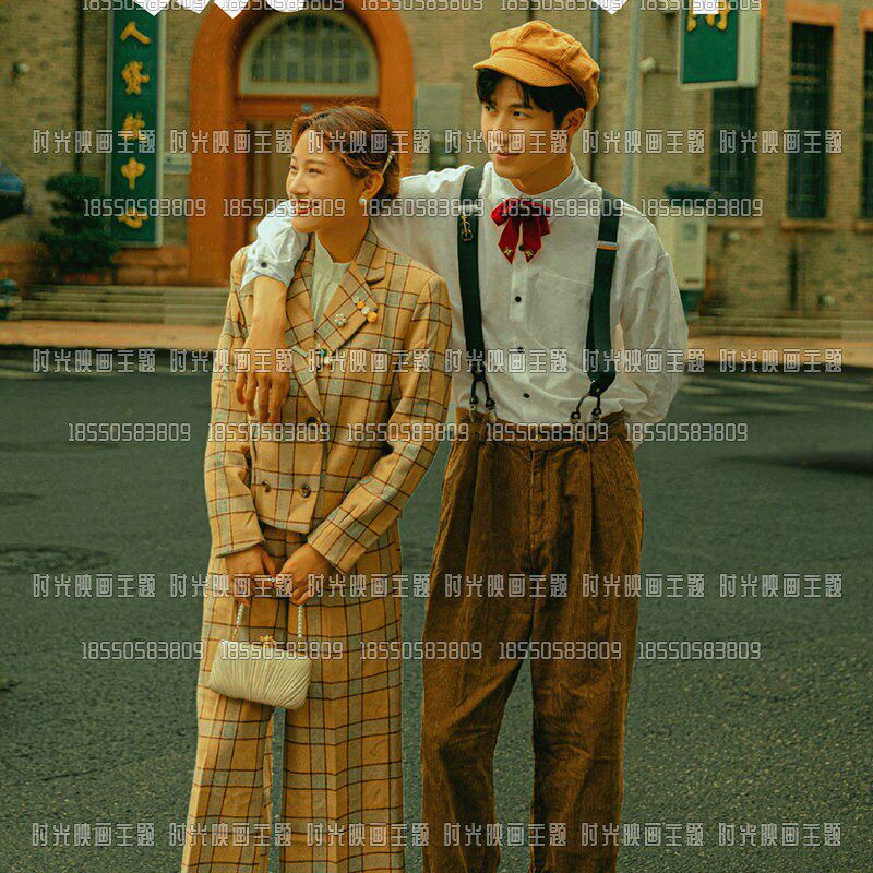 影楼日系复古情侣婚纱 怀旧文艺旅拍摄影服装 26-35岁情侣婚纱