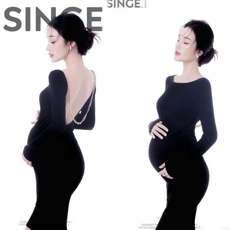 影楼孕妇照黑色一字肩修身露背服装大肚妈咪摄影艺术照针织连衣裙,孕妇装/孕产妇用品/营养,影楼服装,淘宝优惠券,粉丝福利购,淘宝优惠卷