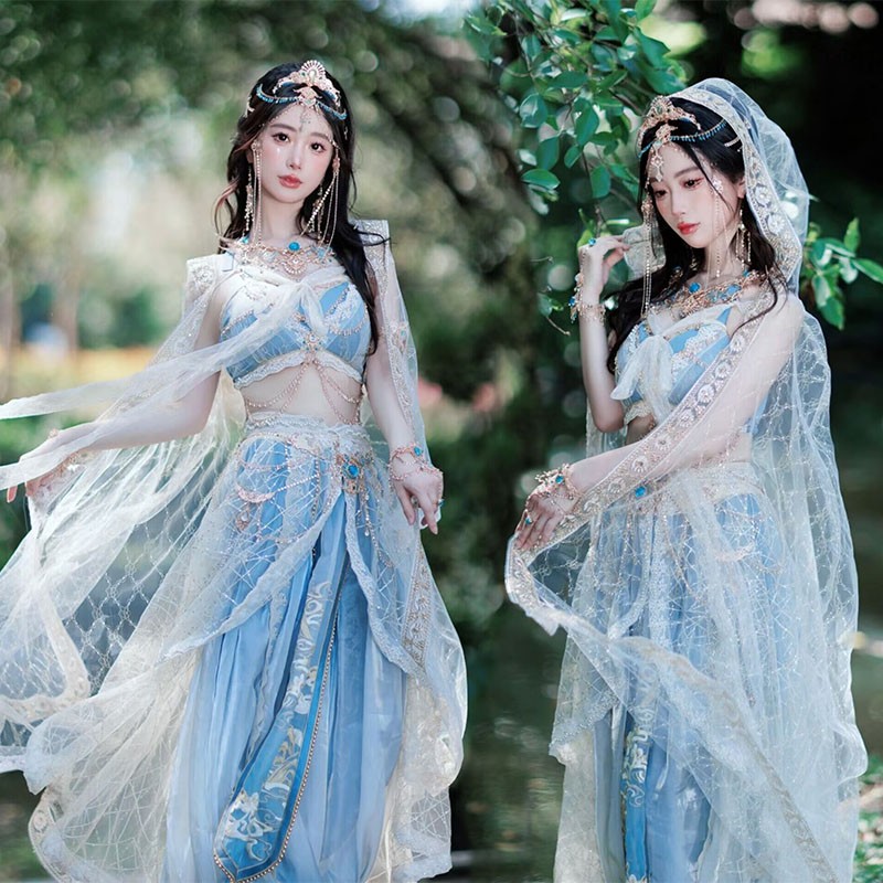 西双版纳改良汉服西域舞姬敦煌飞天汉服异域风情西域公主写真服装