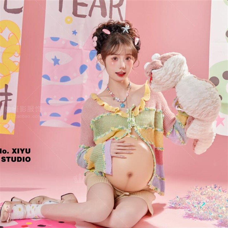 影楼孕妇照服装新款甜美可爱风孕妈咪氛围感大肚艺术照衣服在家拍