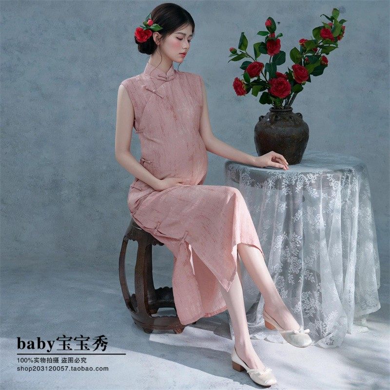 粉色古法全开襟旗袍影楼新款夏季年轻款少女日常无袖国风连衣裙,特色手工艺,其他特色工艺品,淘宝优惠券,粉丝福利购,淘宝优惠卷