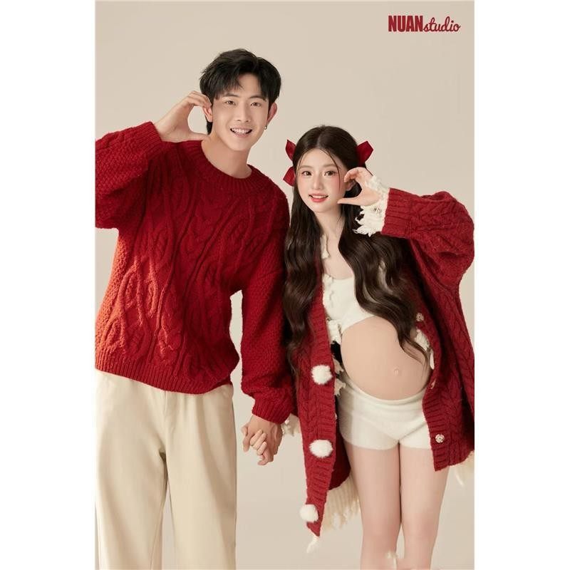 新款影楼孕妇拍照服装圣诞节主题新年红色毛衣情侣套装摄影居家风,户外/登山/野营/旅行用品,其他户外服装,淘宝优惠券,粉丝福利购,淘宝优惠卷