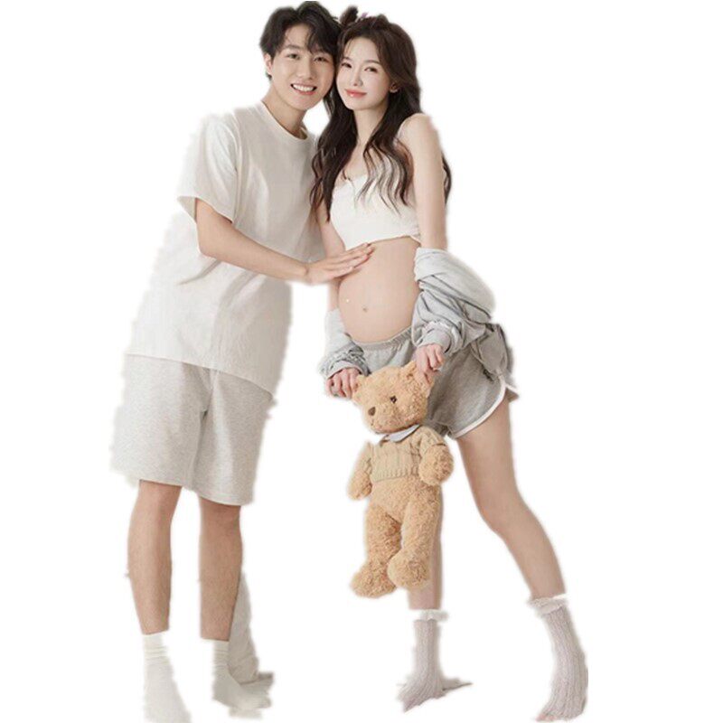 照相馆孕妇情侣写真主题摄影服装休闲情侣居家拍照孕妈咪大肚照写