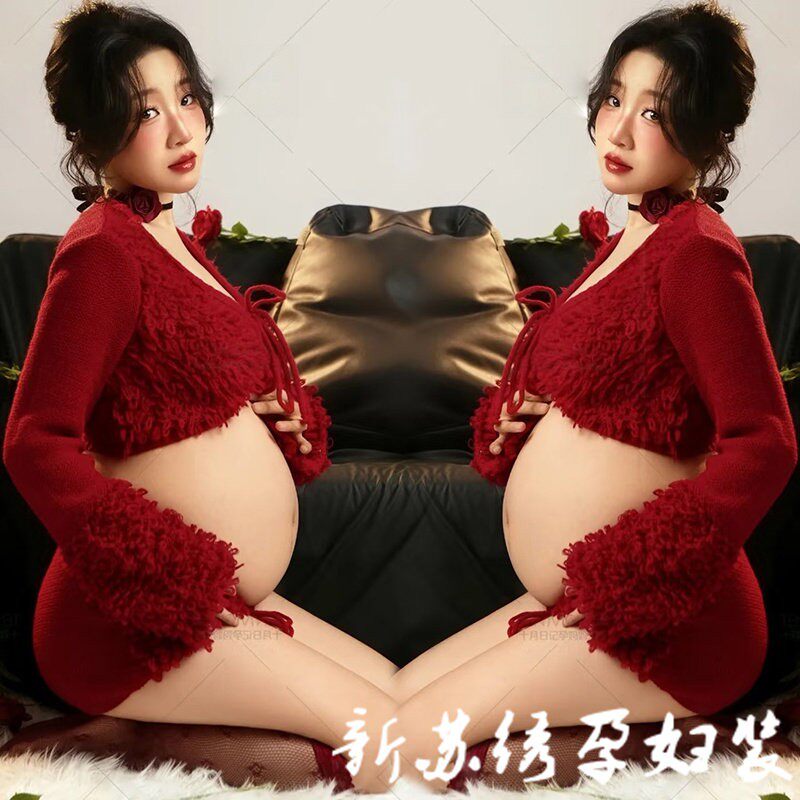 影楼新款孕妈咪性感纯欲风居家室内大肚照高级感艺术写真摄影服装