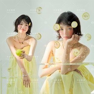 2025夏日新款影楼韩系小清新氧气少女氛围感写真吊带连衣裙摄影服