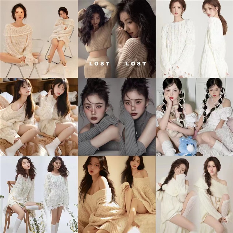 新款影楼主题小清新纯欲风毛衣写真慵懒风女孩私房艺术照摄影服装