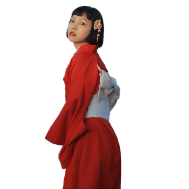 神明少女和服改良款 日式艺术摄影服装 多重花色民族连衣裙