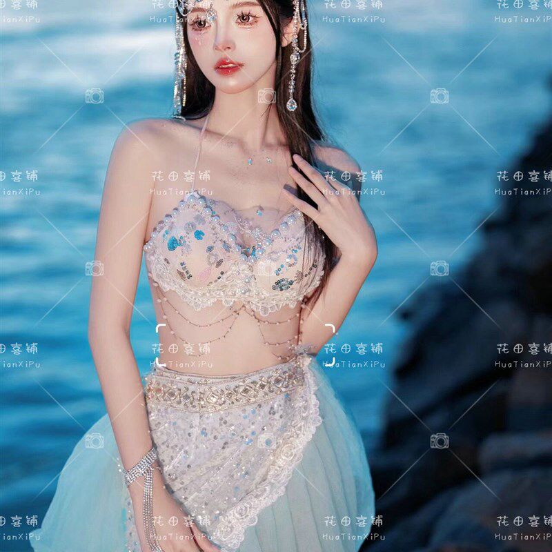 三亚旅拍海边人鱼公主写真服装异域风情精灵美人鱼拍照艺术照服装