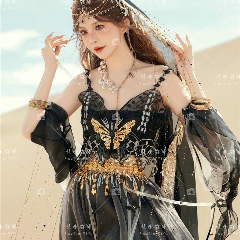 敦煌飞天旅拍写真西域异域风情服装汉服爆款大漠沙漠公主照相馆古