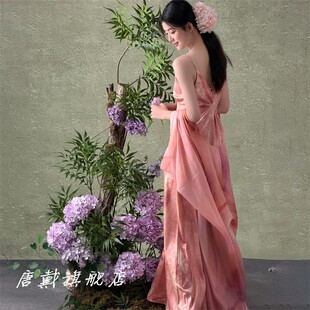 大摆裙浪漫优雅氛围感连衣裙少女肖像照摄影服装 粉色长款 影楼新款