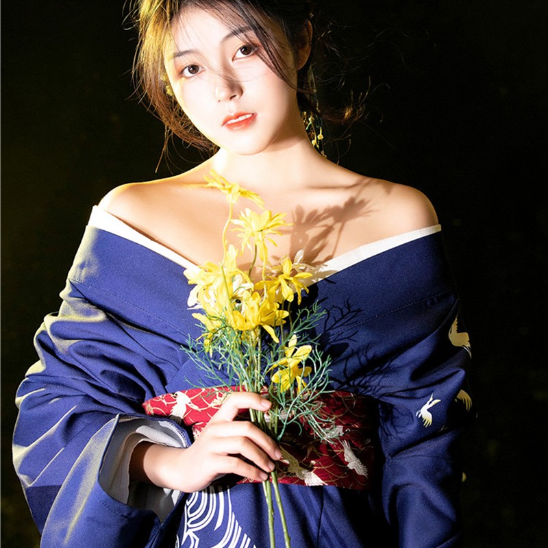 神明少女和服女改良中国风仙鹤日式复古日系写真摄影外景拍照服装