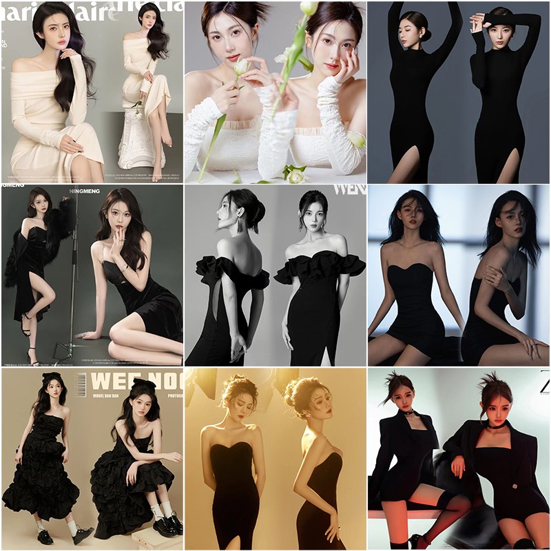 2025新款个性情绪肖像写真时尚简约氛围感女孩个人艺术照摄影服装