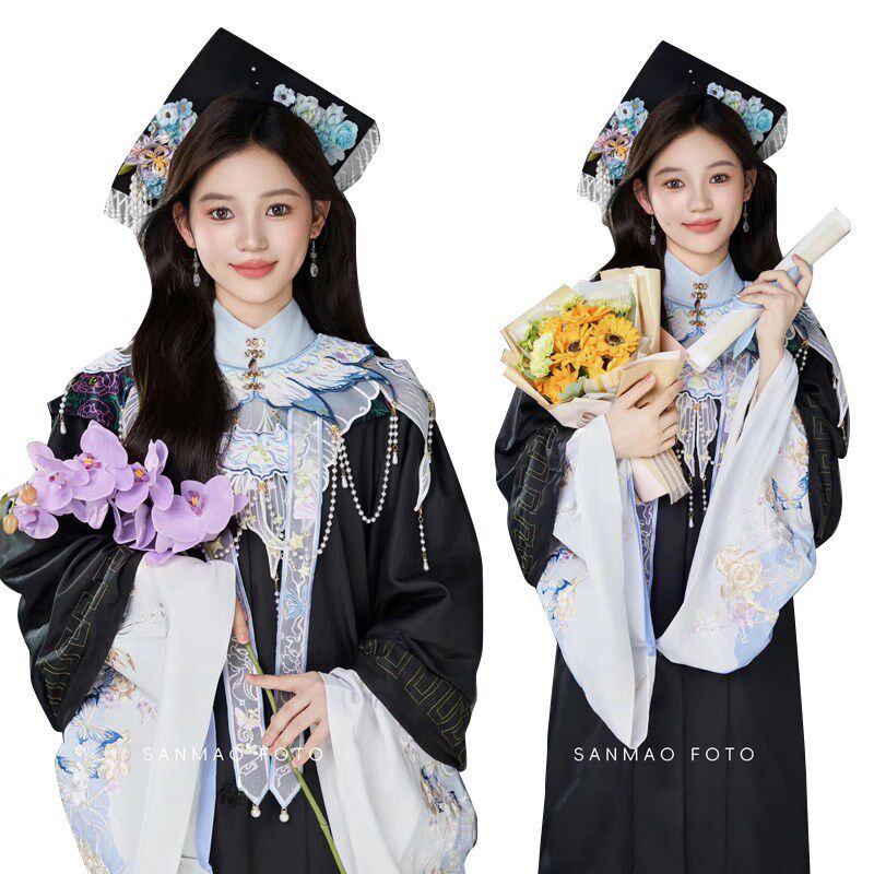 影楼主题新中式中国风簪花明制汉服马面裙搭配学士服毕业服汉服女
