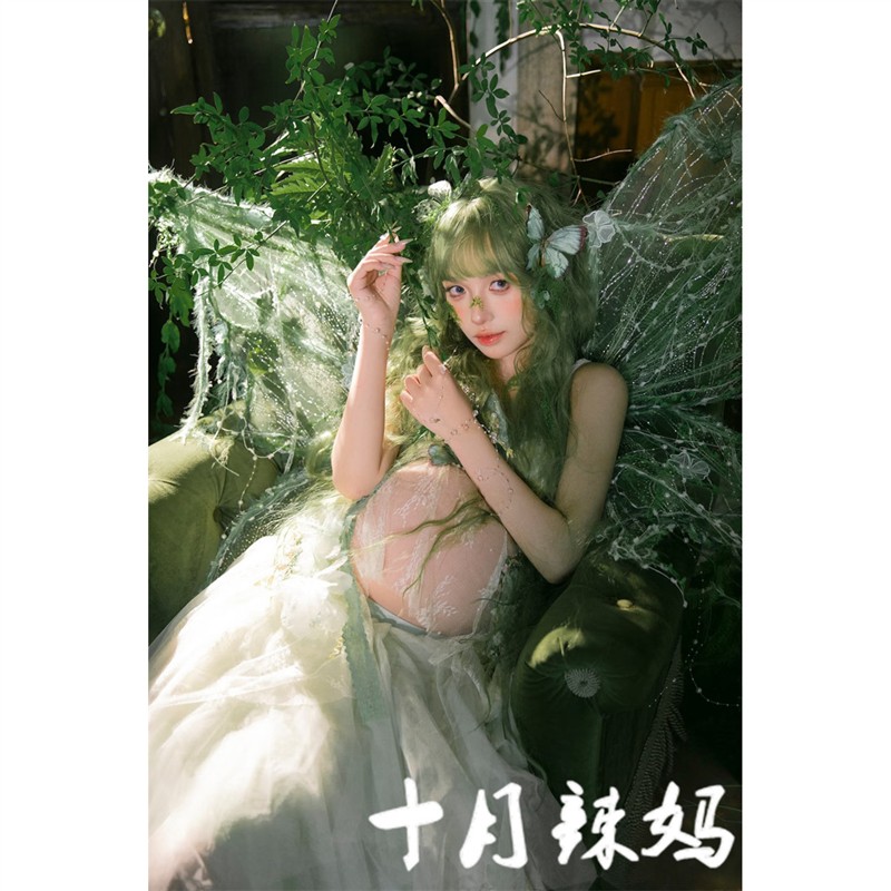 孕妇摄影衣服照相馆新款绿野仙踪森系梦幻天使精灵孕妈大肚写真服