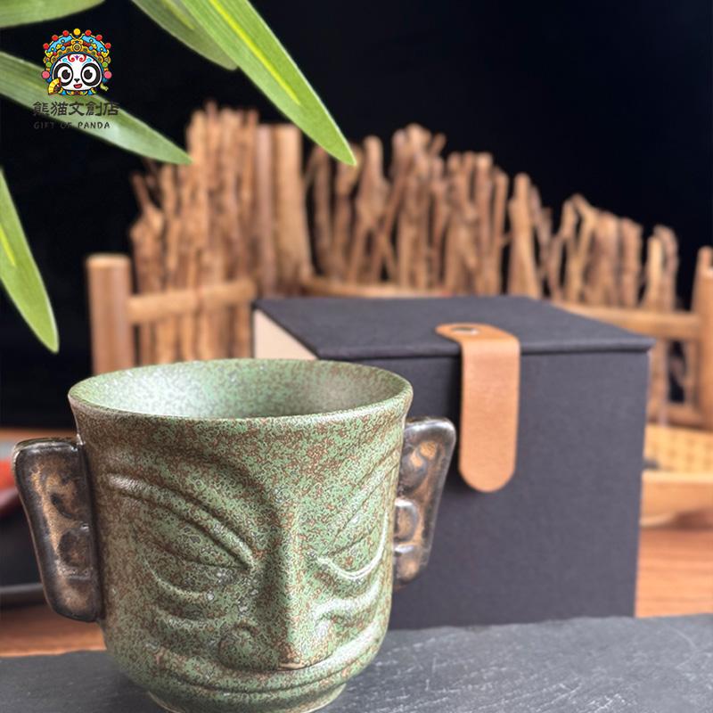 三星堆折耳单杯复古国潮中式茶杯陶瓷送礼礼品茶具四川文创纪念品
