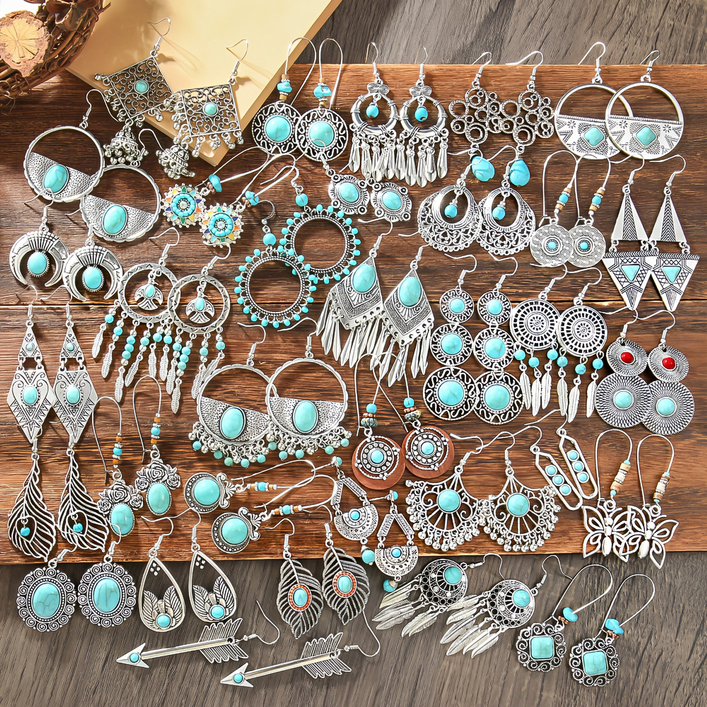 民族风绿松石耳环多件套景区摆摊