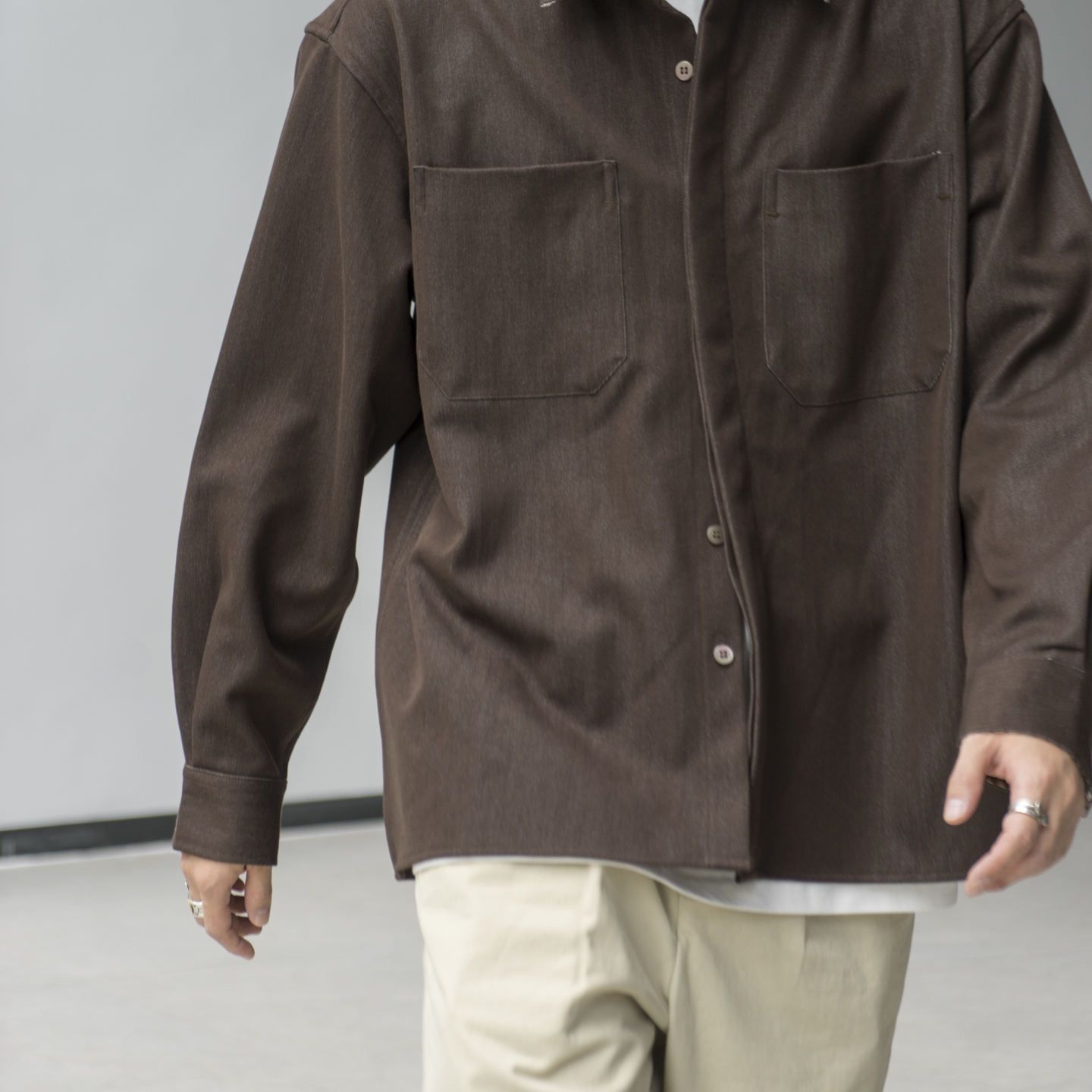 LABSTORE两色垂感免熨烫加厚长袖衬衫 格子拼接宽松落肩复古休闲