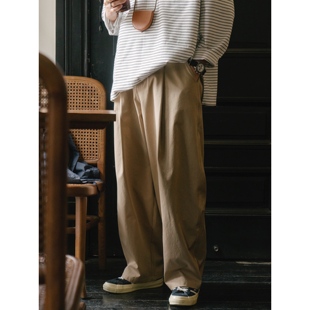 简约百搭休闲裤 男女宽松阔腿裤 通勤弯刀西裤 LABSTORE高级感美式