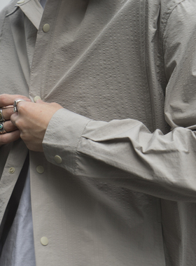 LABSTORE 春季流行暗纹提花面料宽松长袖质感衬衫日系男青年潮流