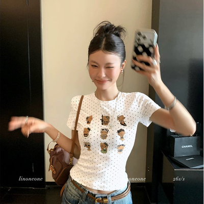 大東DADONG-26夏上新波点定制面料HelloKitty印花短袖T恤D1877