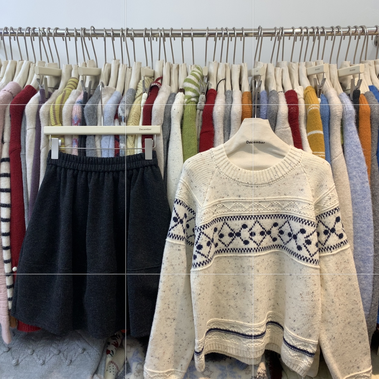 December/十二月-领撞色提花慵懒百搭针织套头保暖毛衣毛衣15736