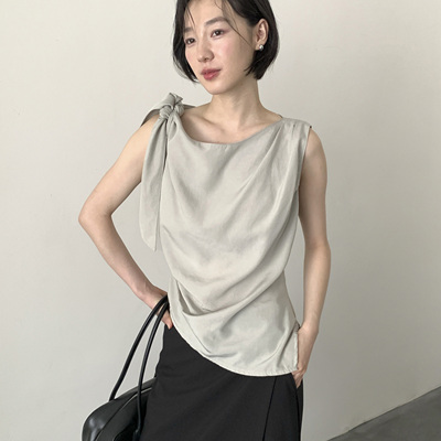 FN-露肩荡领无袖休闲优雅凉爽亲肤透气垂坠感小衫YS1-L5062822391