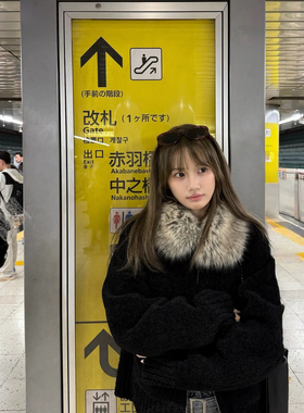 HEY BELLA-羔毛仿皮毛一体无敌精致显瘦洋气短外套(配毛领)E6657