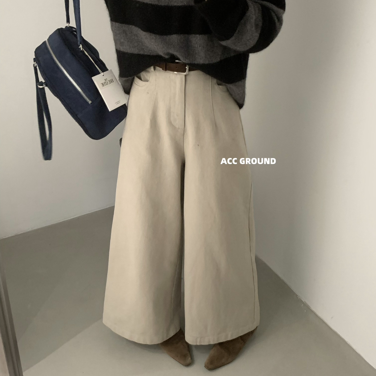 ACC.JD焦点-冬上新韩系百搭休闲九分直筒裤休闲裤(配腰带)368抓毛