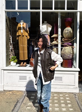 ONIVINTAGE欧尼-极简圆领分割皮马甲OH256X7132