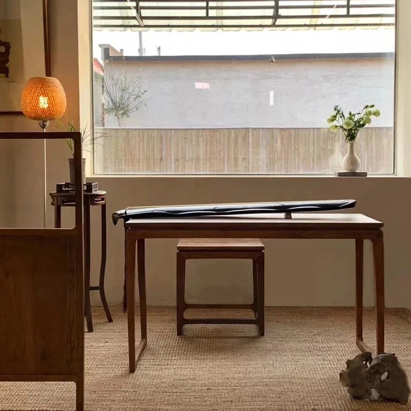 禅意新中式香道北美黑胡桃实木共鸣原创现代简约古琴桌琴凳琴桌