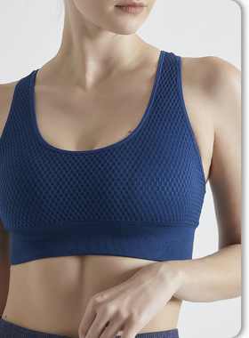 2025新款运动内衣女瑜伽健身跑步聚拢美背速干无钢圈蜂窝防震文胸