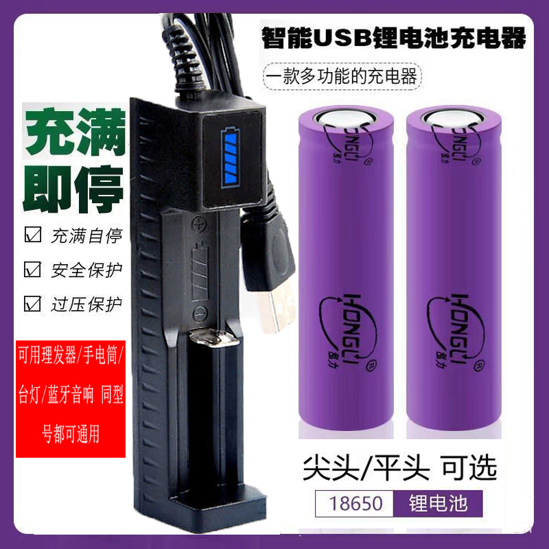 弘力18650锂电池充电器18500电池