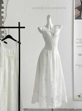 Madofit麻豆/梨花浮梦_冷冽美神* 精致蕾丝花边天丝刺绣吊带裙