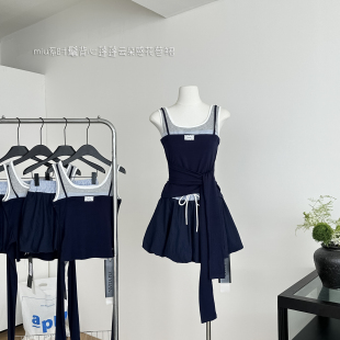 SunsetPark日落公园 假三件撞色叠穿miu系复古时髦背心 网球女孩