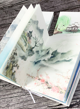 古风手账本姑苏风笔记本中国风复古彩页日记本苏州风景区文创文具