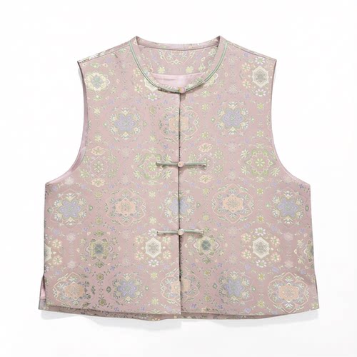 新中式100%桑蚕丝陆美瑛马甲