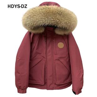 2025冬季新款大毛领羽绒服女短款加厚宽松情侣派克服户外工装外套