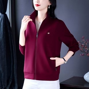 立领拉链外套女2026春季新款紫色洋气时尚百搭休闲上衣