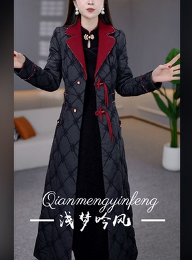 DBF-25B552MJ 秋冬新款加厚夹棉气质洋气大衣套装连衣裙 M-5XL