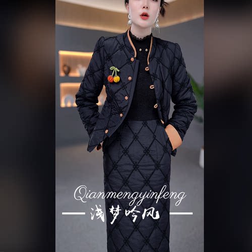 新中式加厚夹棉中长款连衣裙